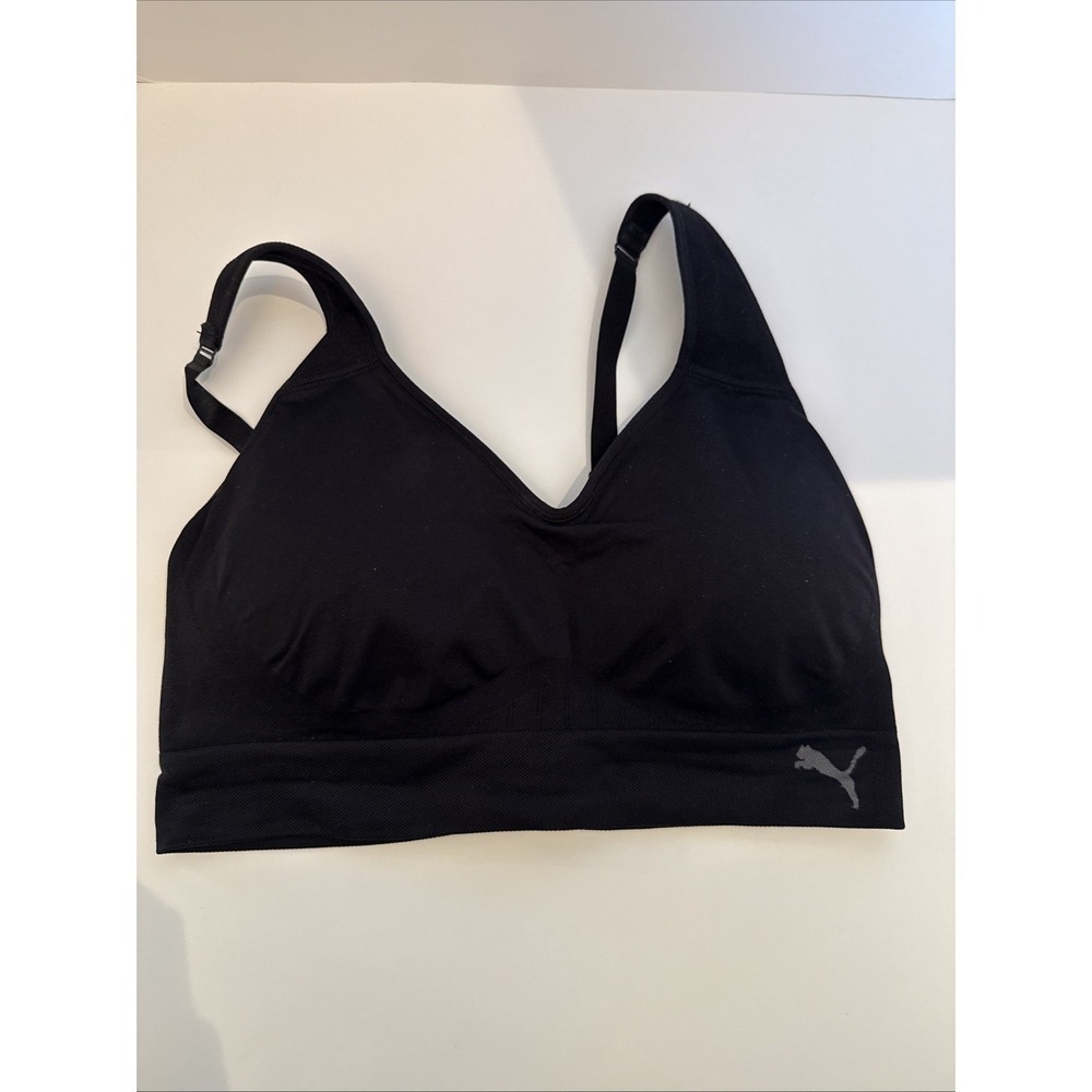 Puma Women's XL Black Low Impact Sports Bra Yoga Bra Removable Pads